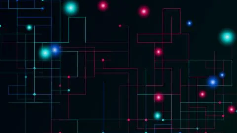 Abstract digital network lines with glowing neon dots Stock Illustration