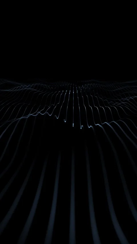 Abstract digital network loop waving lines on black vertical background Stock Footage 345056032