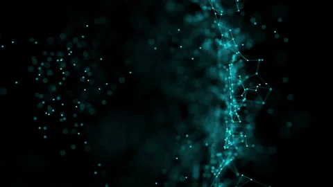 Abstract Digital Network Matrix with Glowing Neurons on Dark Background Stock Footage 341780686