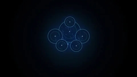 Abstract digital network node interface displaying data connections on dark.. Stock Footage 345276864
