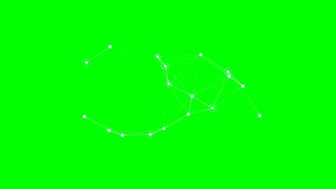 Abstract digital network nodes connected by lines on a vibrant green screen Stock Footage 341824030