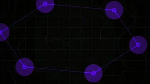 Abstract Digital Network Nodes Connecting in a Dark Virtual Space. Stock Footage 341785825