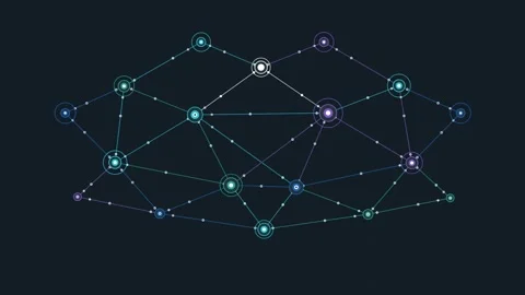 Abstract Digital Network Nodes Connecting in a Dark Space Stock Footage 343894083