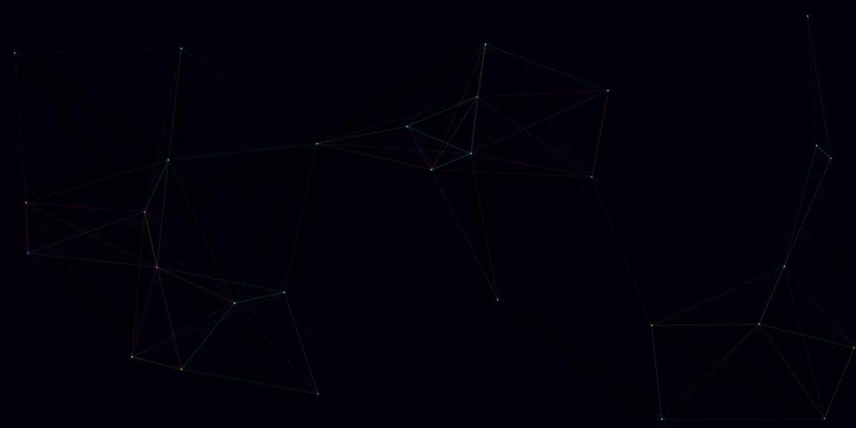 Abstract digital network points and lines on black background Stock Illustration