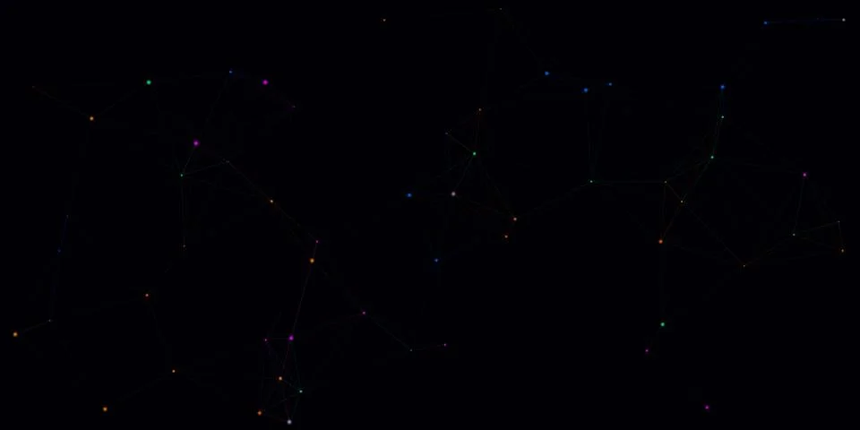 Abstract digital network points and lines on dark background Stock Illustration