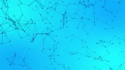 Abstract digital network rotating on blue background. Futuristic technology.. Vidéo 337236899
