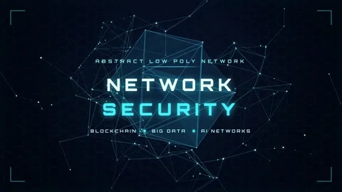 Abstract Digital Network Security Concept with Glowing Blue Plexus Lines and Stock Footage 346202641