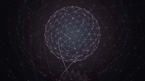 Abstract digital network sphere with glowing connection points and data lines Stock Footage 343155120