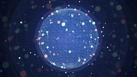 Abstract Digital Network Sphere with Glowing Nodes and Connecting Lines on Dark 스톡 동영상 343445490