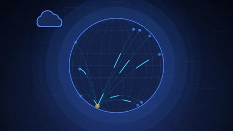 Abstract Digital Network Sphere with Glowing Nodes Cyber Technology Background 動画素材 347605675
