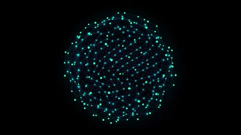 Abstract digital network sphere rotating, glowing plexus connection nodes, .. 스톡 동영상 347465297