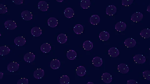 Abstract digital network spheres with glowing nodes on dark blue background Stock Footage 333188578