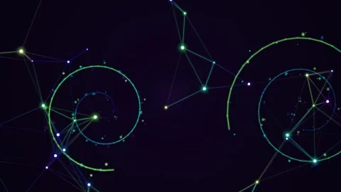 Abstract Digital Network Spirals and Nodes in Night Sky. Stock Footage 328695251