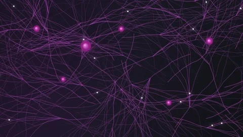 Abstract digital network structure with floating purple nodes and moving li.. Stock Footage 340971153