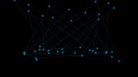Abstract digital network structure with glowing blue nodes on dark background Video stock 335118039