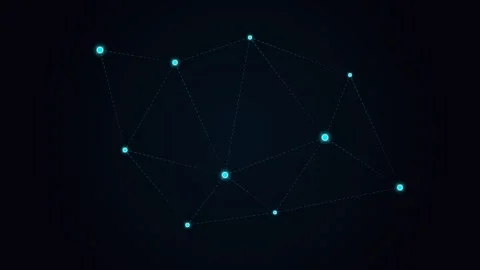 Abstract digital network structure with glowing blue nodes and thin lines Video stock 338309708