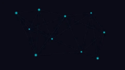 Abstract digital network structure with glowing blue nodes and thin lines Stock Footage 338310290