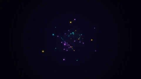 Abstract digital network structure with glowing nodes on a black background Stock Footage 339615042