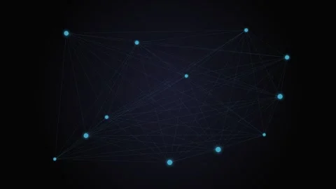 Abstract digital network structure with glowing blue nodes and thin lines Stock Footage 339615358