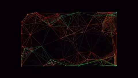 Abstract Digital Network Structure with Glowing Geometric Data Lines and No.. Stock Footage 341059457