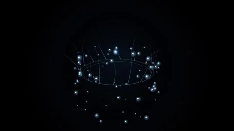 Abstract digital network structure with glowing nodes floating on black bac.. Video stock 345003550