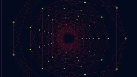 Abstract digital network tunnel with connected nodes, futuristic technology Stock Footage 330062187