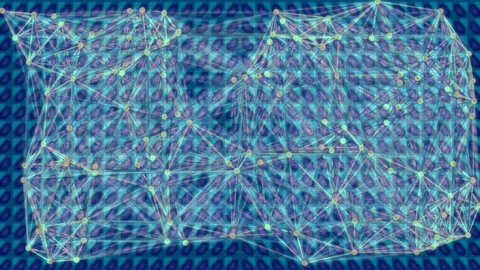 Abstract digital network visualization of data connections and glowing nodes Stock Footage 335463016
