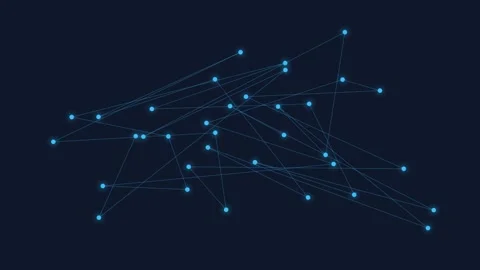 Abstract digital network visualization with glowing nodes and connections Stock Footage 335118031