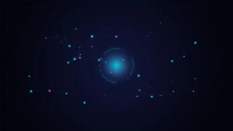 Abstract digital network visualization with a glowing central light core Stock Footage 339615048