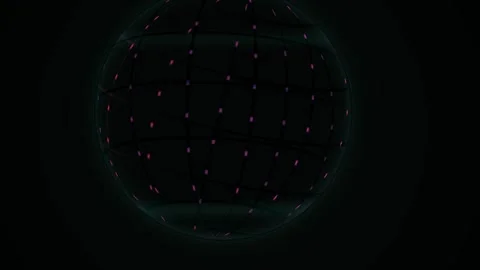 Abstract Digital Network Visualization with Glowing Nodes and Connecting Line Stock Footage 341785900