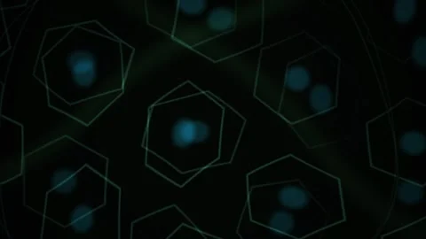 Abstract Digital Network Visualization with Glowing Hexagonal Nodes and Dat.. Stock Footage 341785939