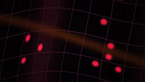 Abstract Digital Network Visualization with Glowing Red Nodes and Data Flow. Stock Footage 341786065