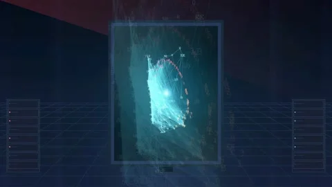 Abstract Digital Network Visualization with Glowing Blue Plexus Connections on Stock Footage 341834300