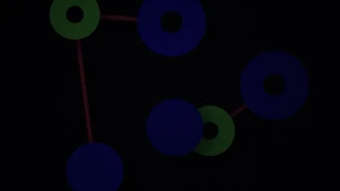 Abstract Digital Network Visualization with Moving Geometric Nodes and Conn.. Stock Footage 341786020