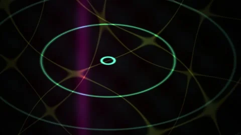 Abstract Digital Network Visualization with Pulsing Glowing Rings and Inter.. Stock Footage 340510050