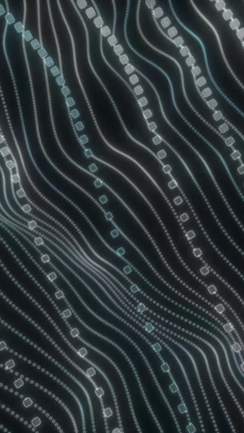 Abstract Digital Network with Wavy Lines and Square Nodes on a Dark animate.. Stock Footage 337463982