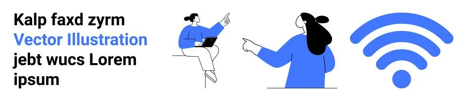 Abstract Digital Networking and Communication Vector Design with People and.. イラスト素材