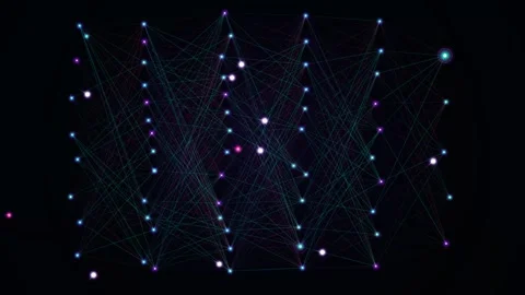 Abstract Digital Neural Network with Glowing Nodes and Connections Animation Stock Footage 344514024