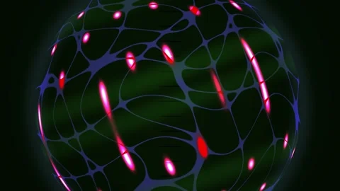 Abstract Digital Neural Network Sphere with Pulsing Light Particles. Stock Footage 341786194