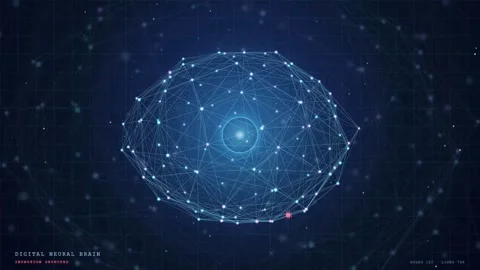Abstract Digital Neural Network Sphere with Glowing Connections and Data Points Stock Footage 343166138