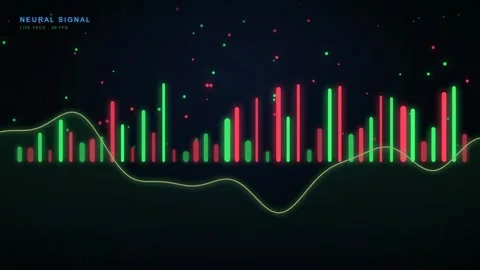 Abstract Digital Neural Signal Visualization with Glowing Green and Red Data Stock Footage 344775852