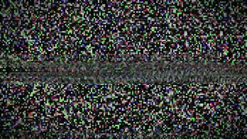 Abstract digital noise and static glitch effect with colorful pixels on a black Stock Footage 345756258