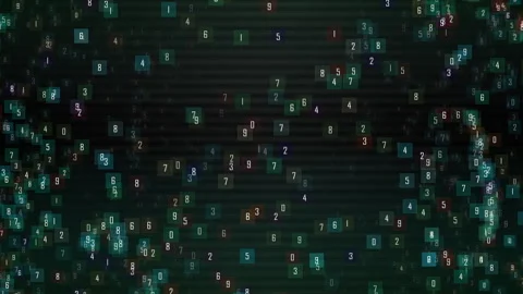 Abstract Digital Numbers Background With Neon Matrix Data Analytics Stock Footage 321825398