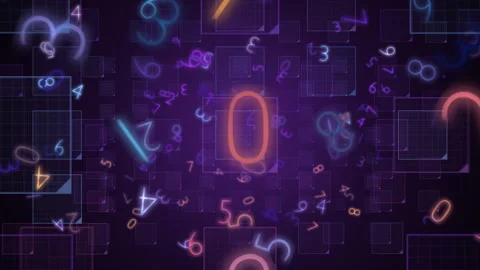 Abstract Digital Numbers Data Flow Background, Neon Glowing Technology Stock Footage 333563496