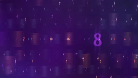 Abstract Digital Numbers on Purple Background with Motion Effects Video stock 308579570