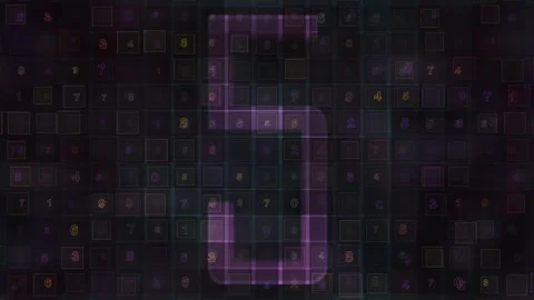 Abstract Digital Numeric Background on Glowing Dark Grid Видео 310729378