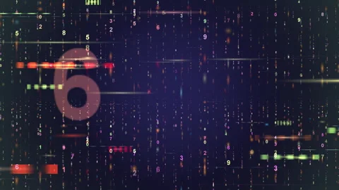Abstract Digital Numeric Codes, Glitch Effects Over Dark Futuristic BG Stock Footage 334678510