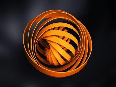 Abstract digital object made of yellow 3d round spiral イラスト素材