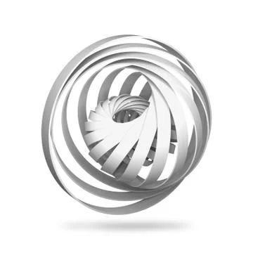 Abstract digital object, round 3d spiral structures isolated Stock Illustration