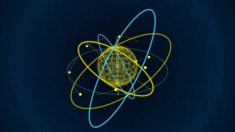 Abstract Digital Orbital Geometry and Energy Spheres Stock Footage 345520677